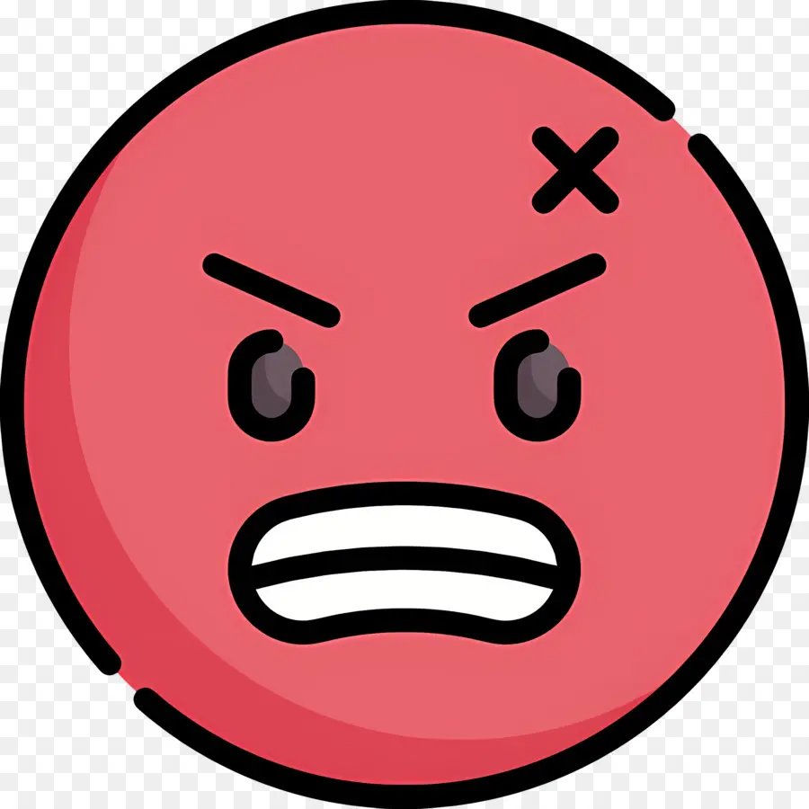 Emoji Enojado，Rojo PNG