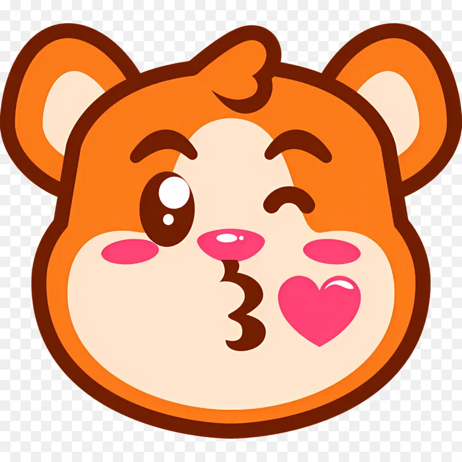 Beso Emoji，Oso Guiñando Un Ojo PNG