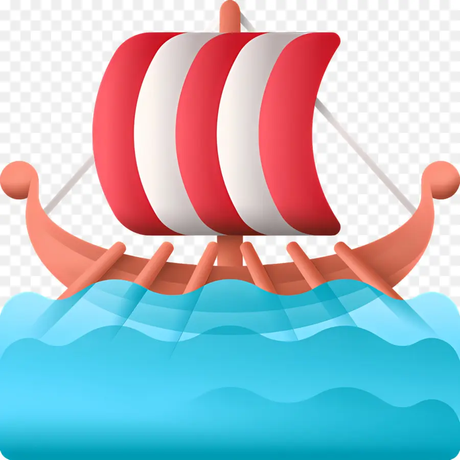 Barco Vikingo，Velero Rojo Y Blanco PNG