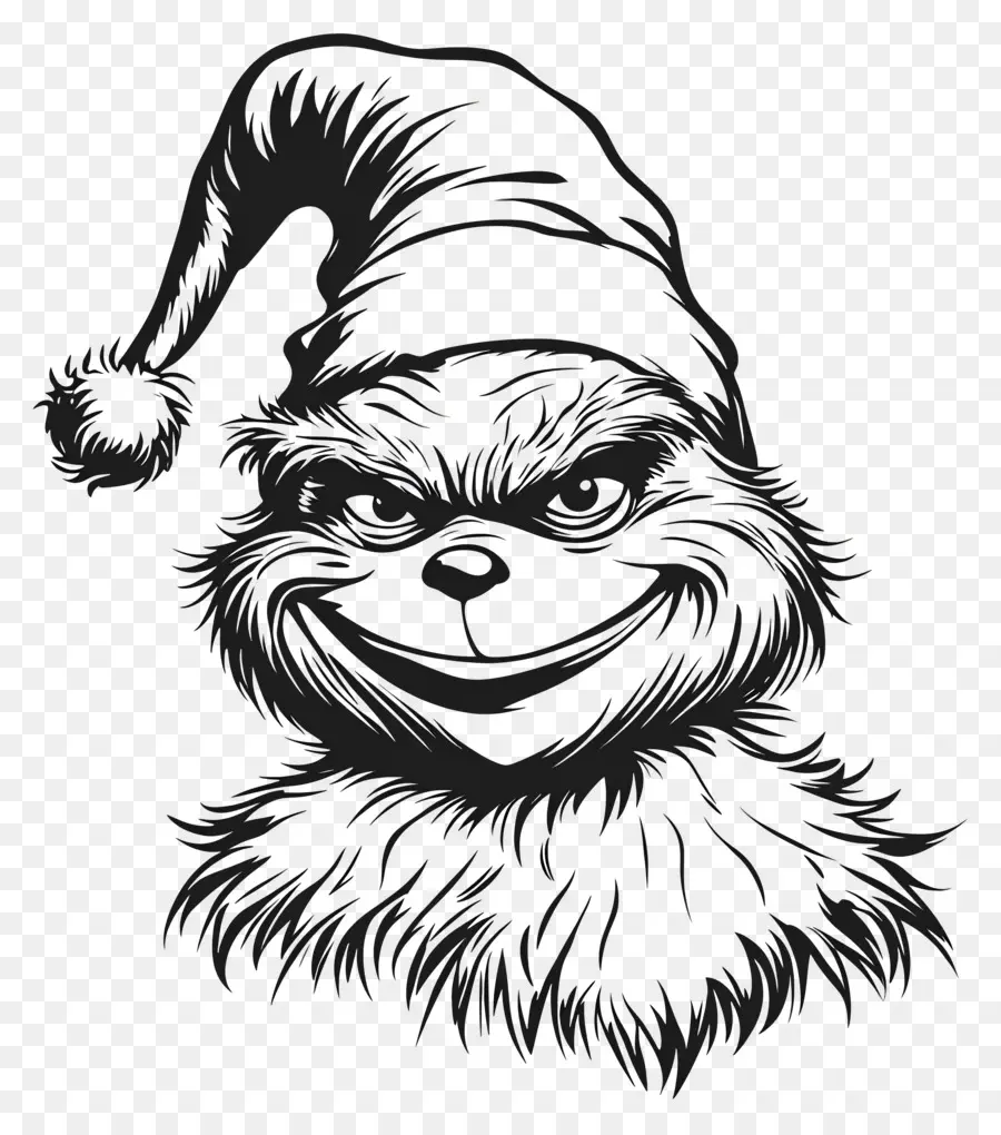 Grinch，Grinch Con Gorro De Papá Noel PNG