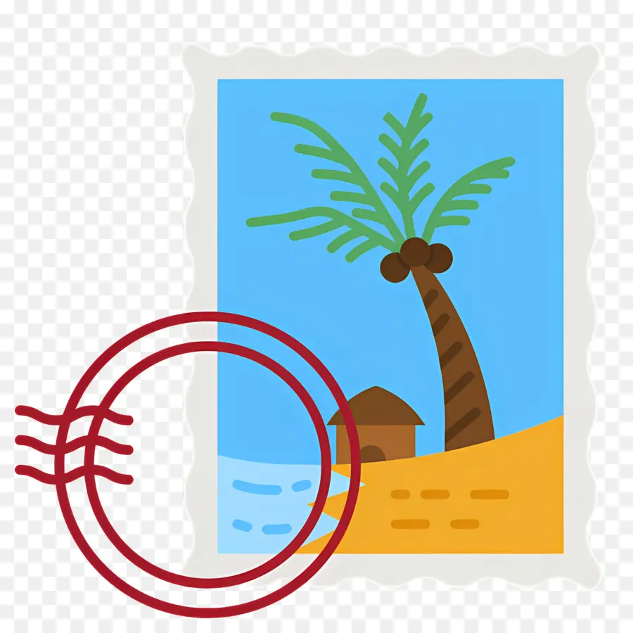 Sello De Viaje，Postal De Playa PNG