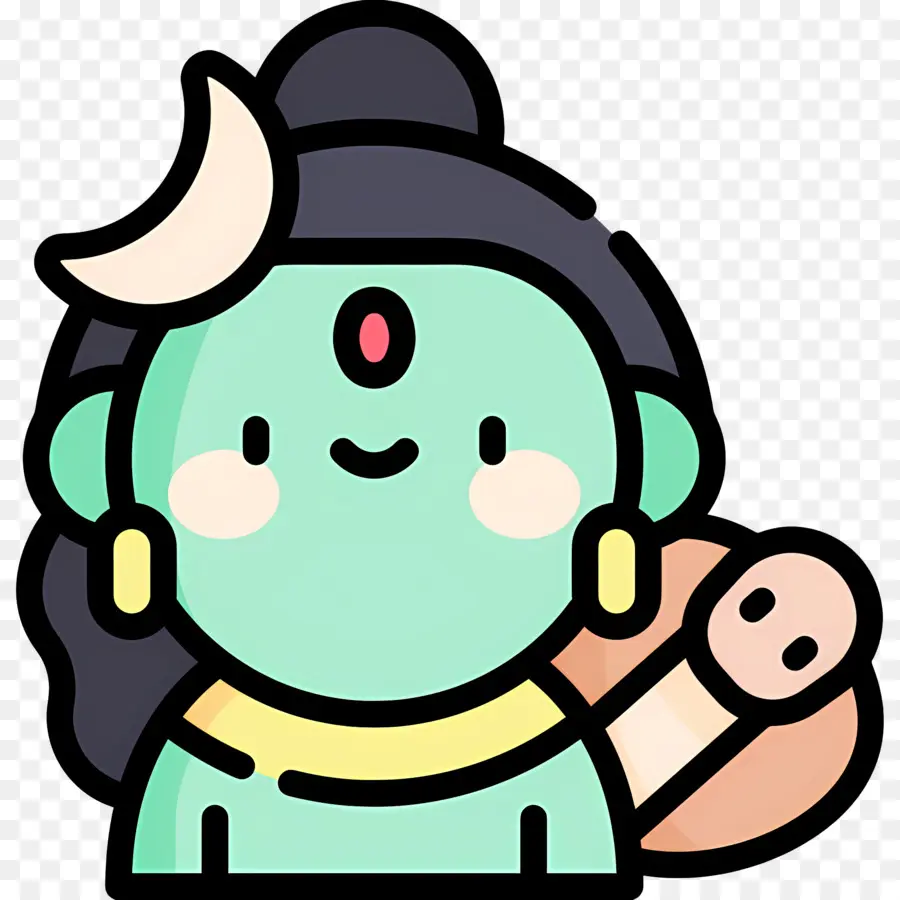 Shiva，Persona Verde Con Media Luna PNG