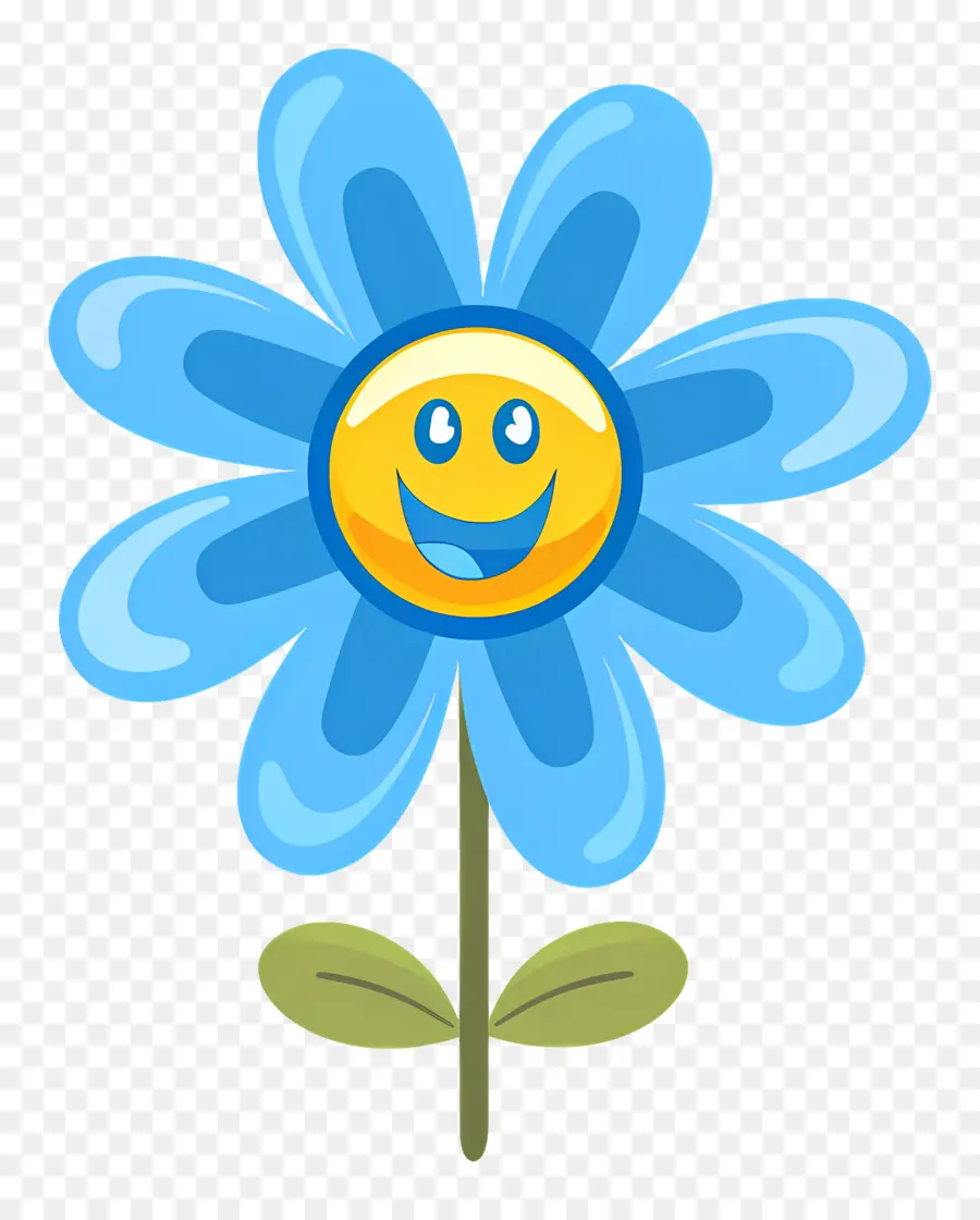 Flor Emoji，Flor Azul PNG