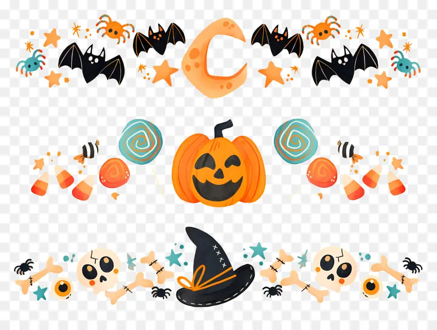 Frontera De Halloween，Decoraciones De Halloween PNG