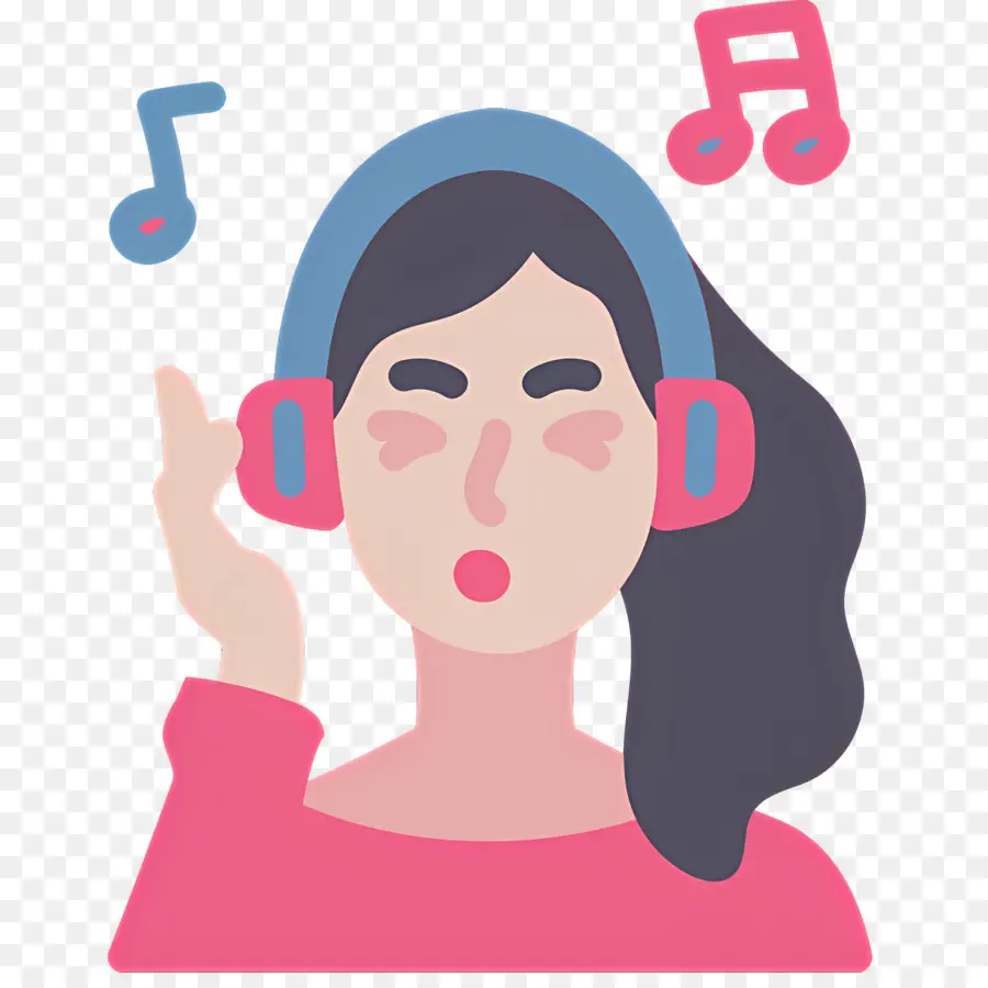 Escuchando Musica，Chica Con Auriculares PNG