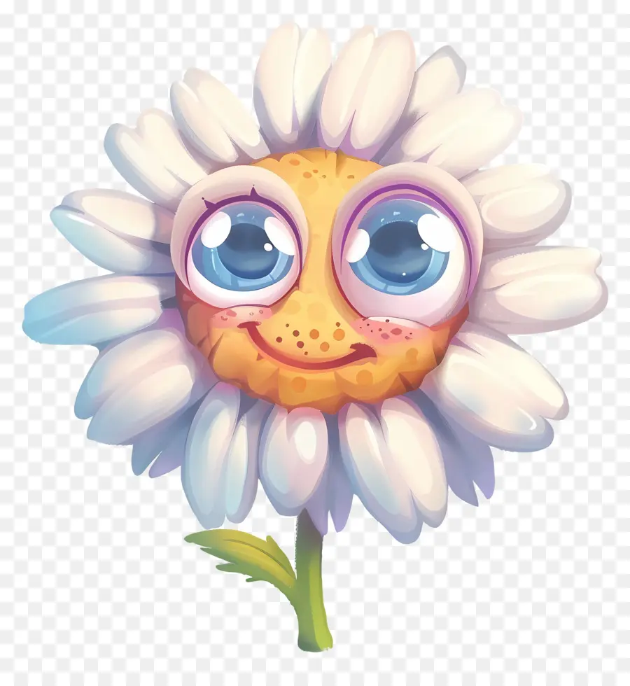 Flor Emoji，Linda Flor Con Ojos Grandes PNG