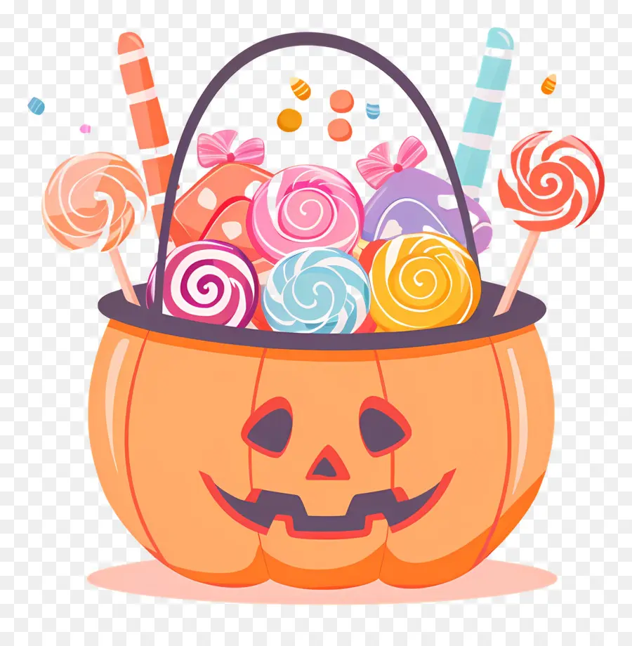 Cubo De Dulces De Halloween，Calabaza Con Dulces PNG