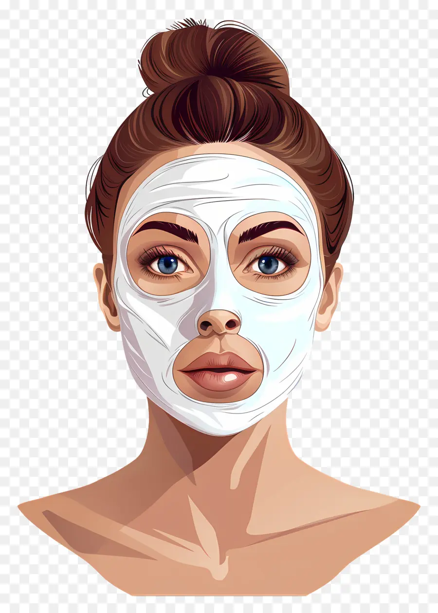 Hermosa Mujer，Mujer Con Mascarilla Facial Blanca PNG