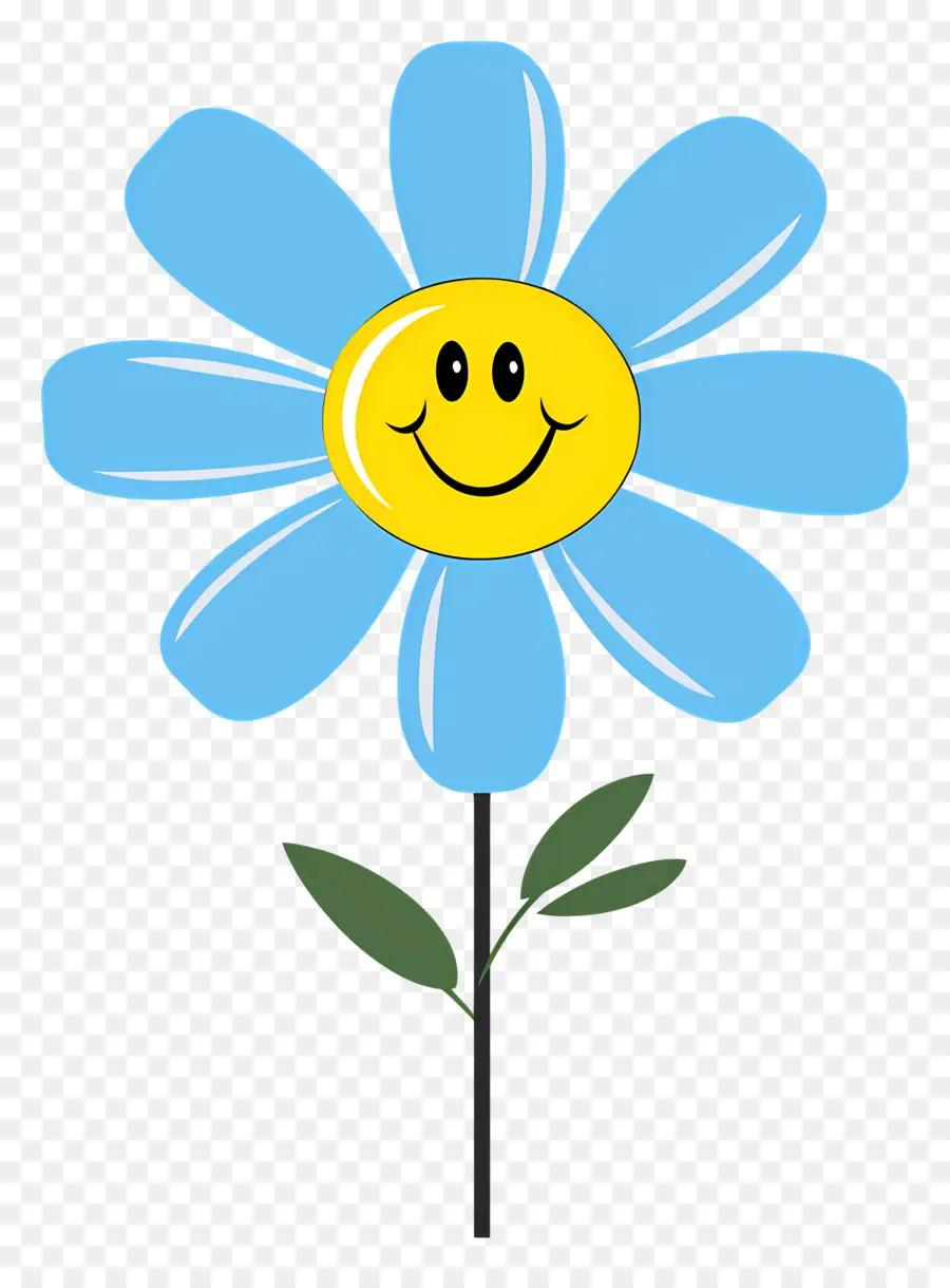 Flor Emoji，Flor Azul PNG