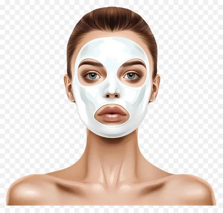 Hermosa Mujer，Mujer Con Mascarilla Facial Blanca PNG