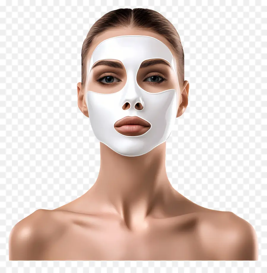 Hermosa Mujer，Mujer Con Mascarilla Facial Blanca PNG