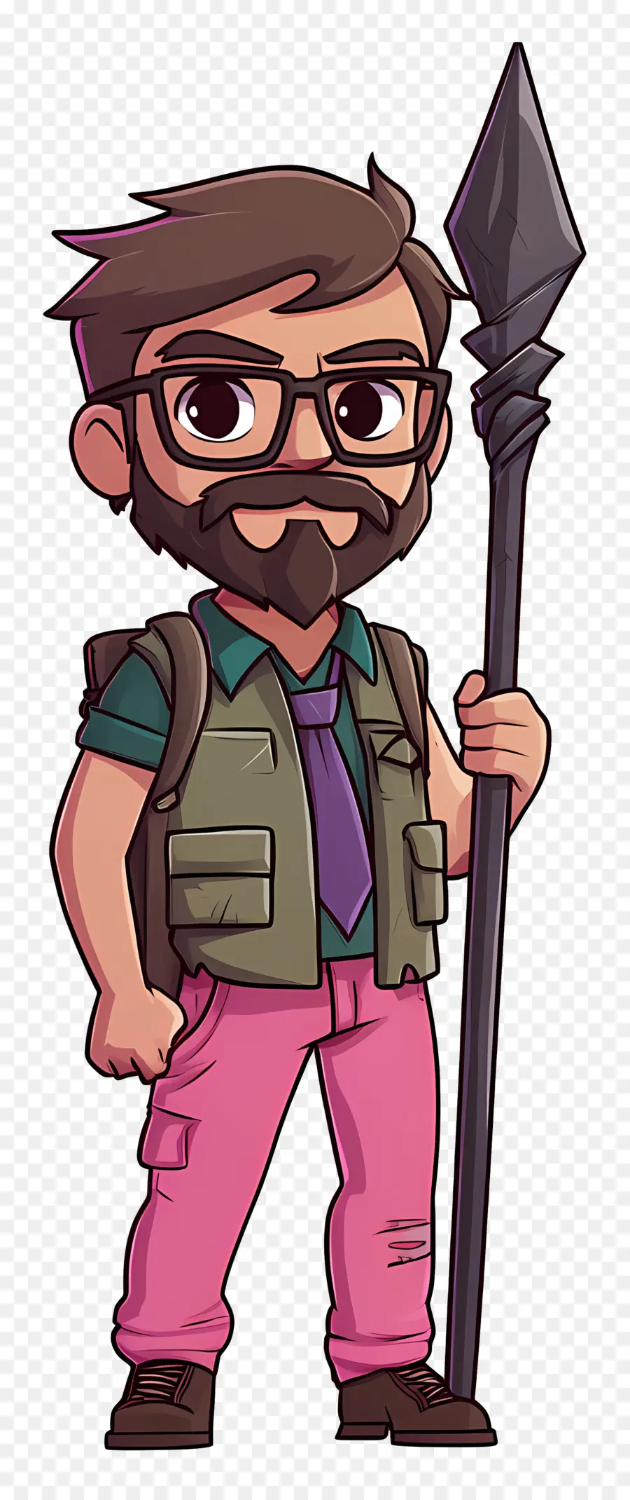 Personaje De Dibujos Animados，Hombre Con Lanza PNG