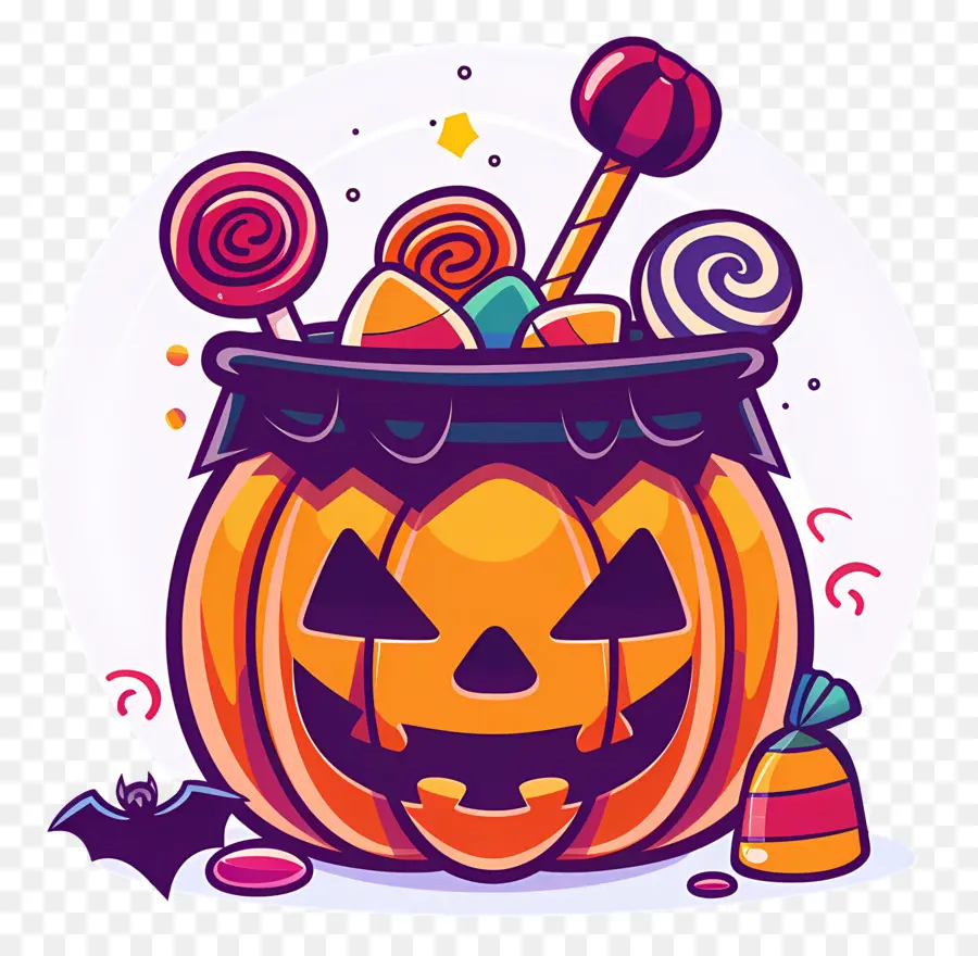 Cubo De Dulces De Halloween，Calabaza Con Dulces PNG