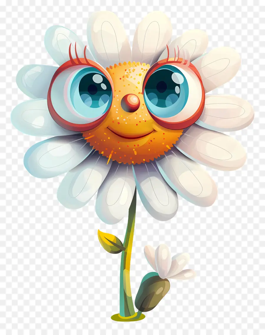 Flor Emoji，Linda Flor Con Ojos Grandes PNG