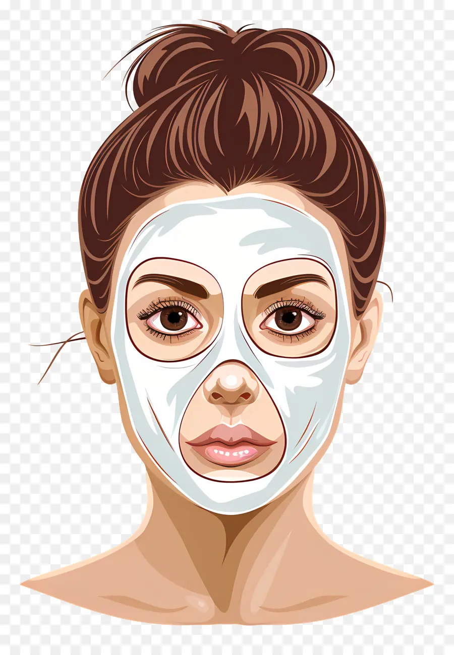 Hermosa Mujer，Mujer Con Mascarilla Facial Blanca PNG