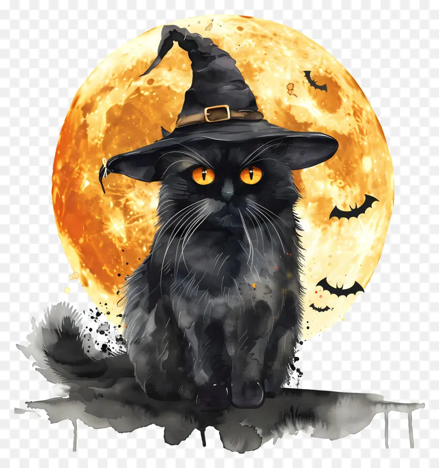 Gato De Halloween，Gato Negro PNG