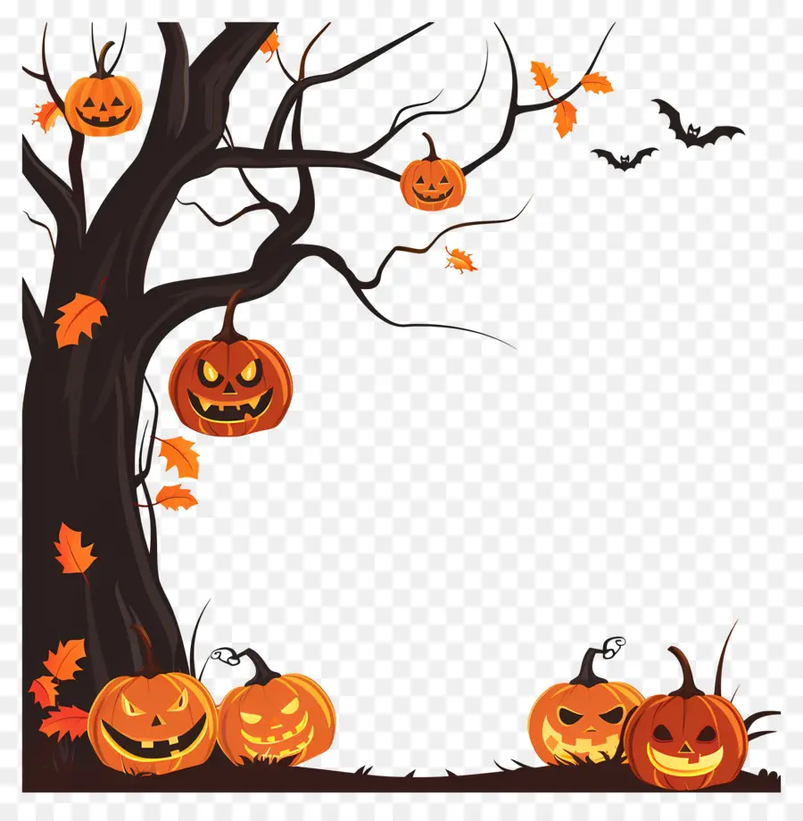 árbol De Halloween，Calabazas De Halloween PNG