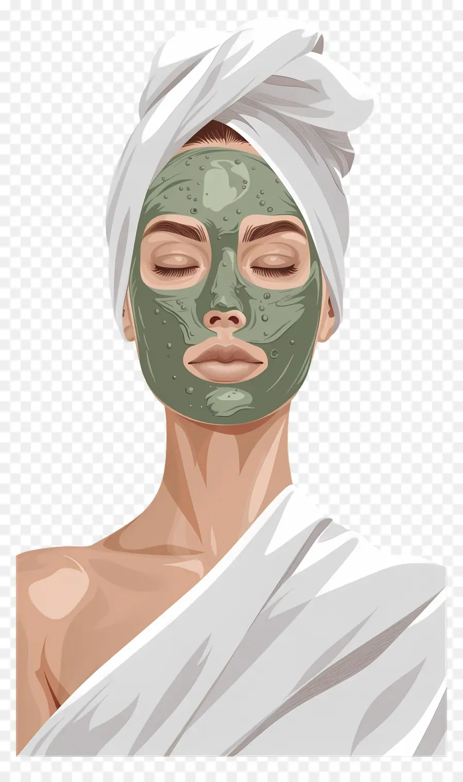 Mascarilla De Spa，Mujer Con Mascarilla Facial Verde PNG