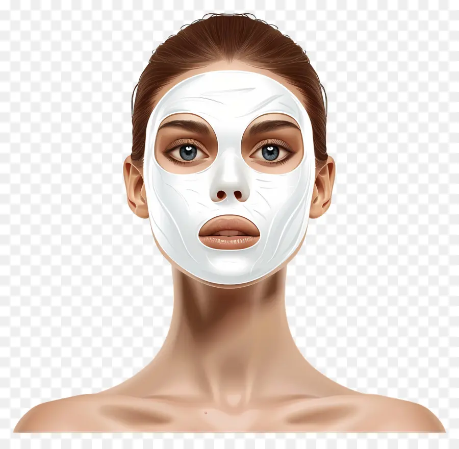 Hermosa Mujer，Mujer Con Mascarilla Facial Blanca PNG