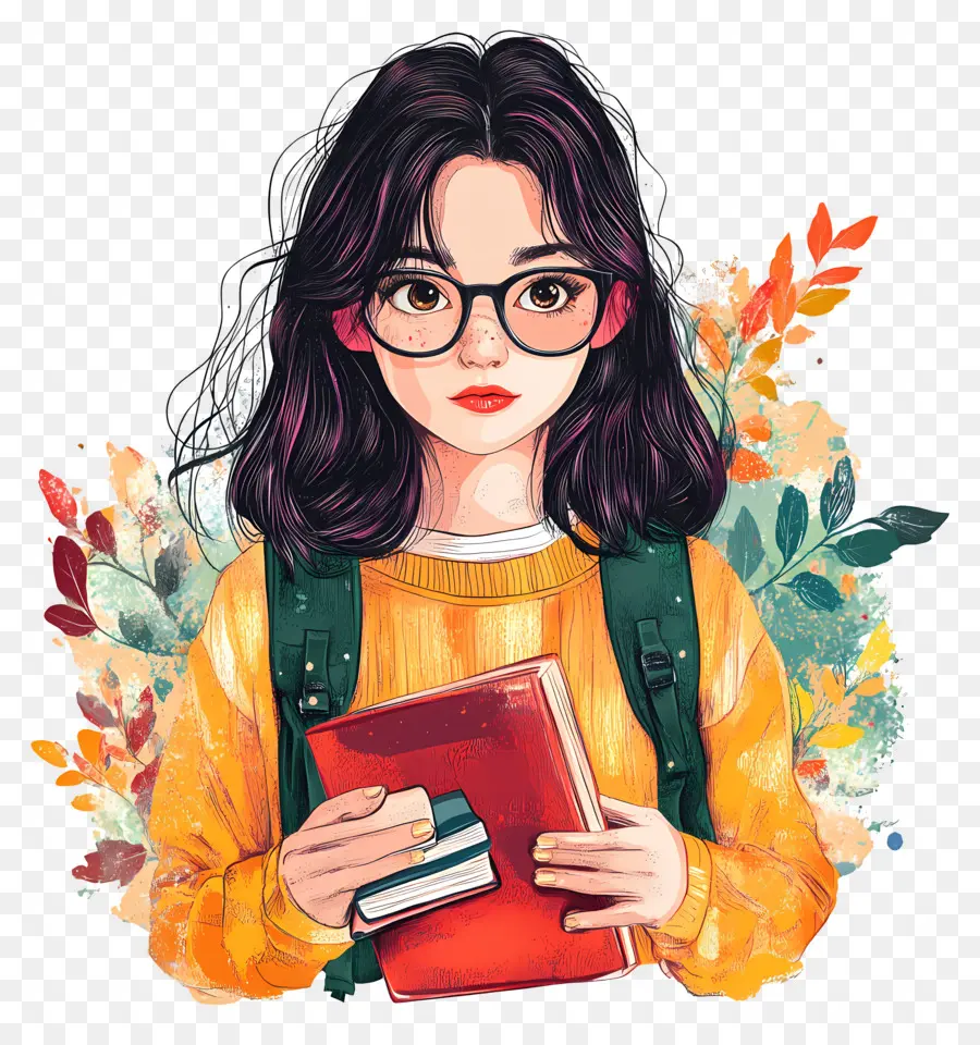 Chica Estudiante，Chica Con Libros PNG