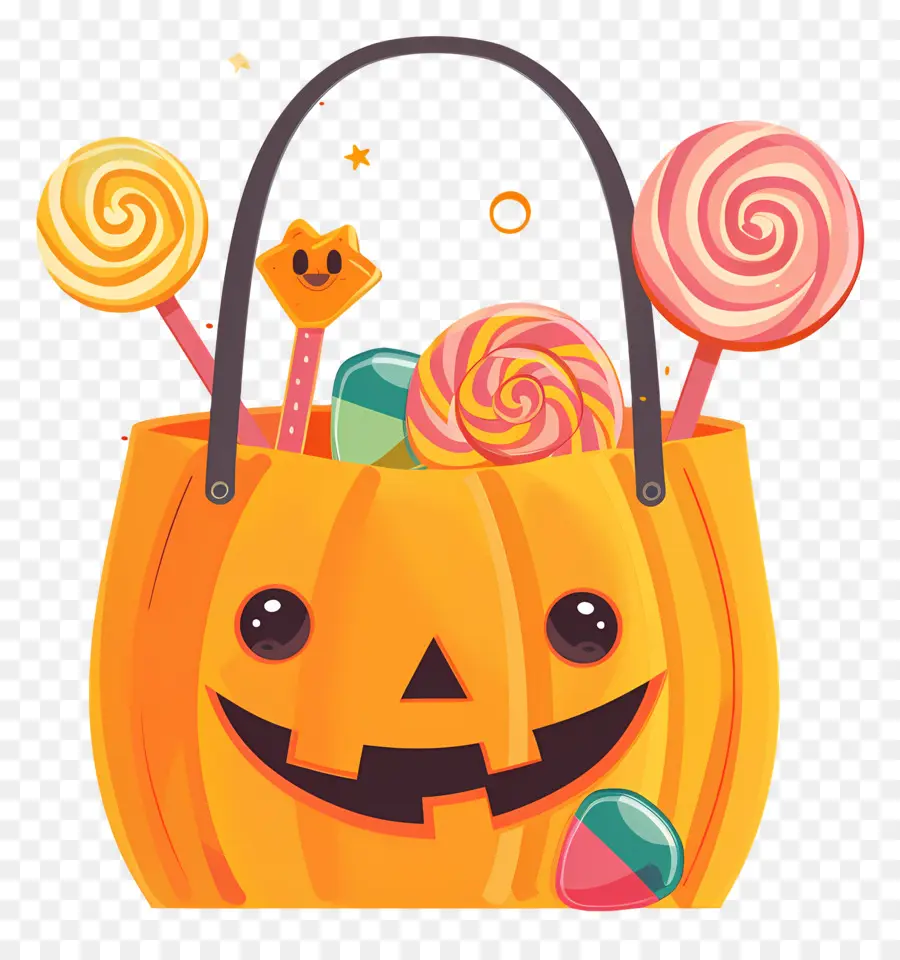 Cubo De Dulces De Halloween，Cesta De Calabaza PNG