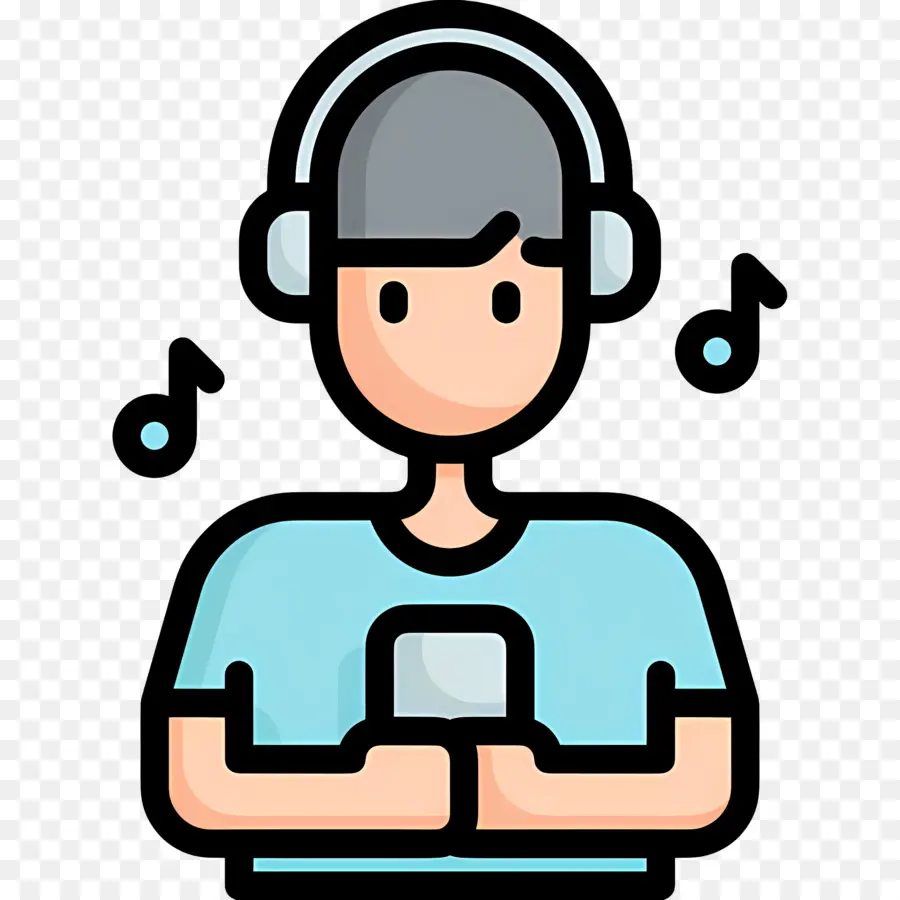 Escuchando Musica，Persona Con Auriculares PNG