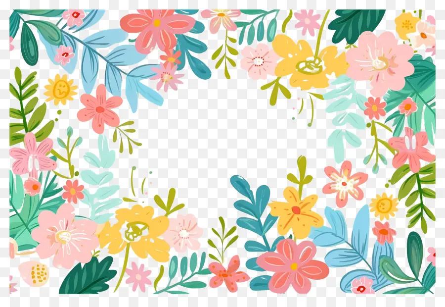 Flor Pastel，Marco Floral PNG