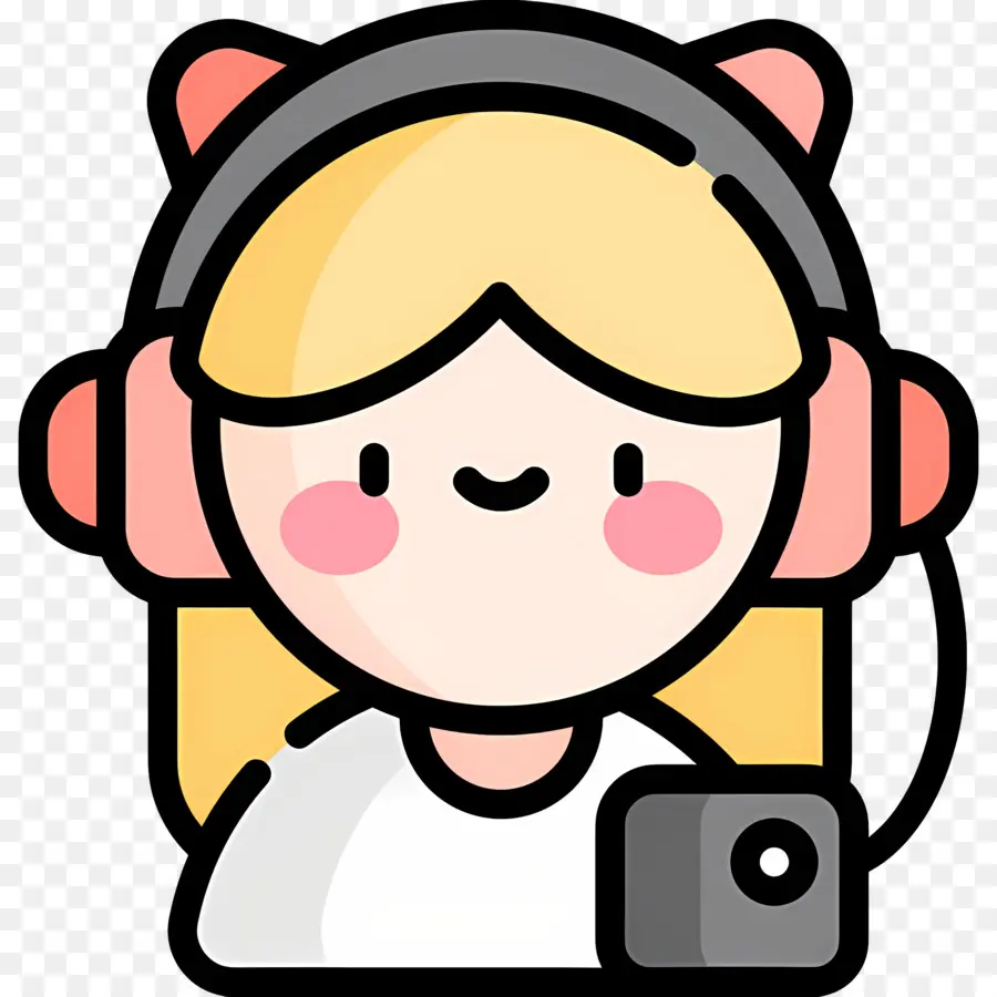 Escuchando Musica，Chica Con Auriculares PNG