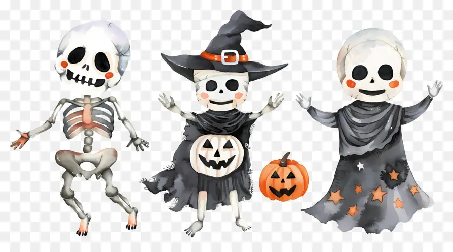 Esqueletos De Halloween，Personajes De Halloween PNG