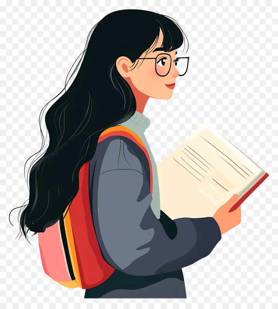 Estudiante，Chica Con Libro PNG