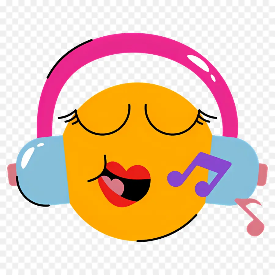 Escuchando Musica，Emoji Cantando PNG