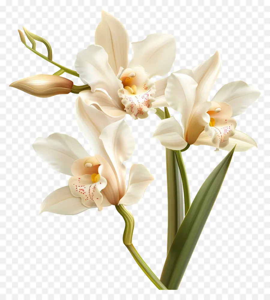 Flores De Orquídeas De Vainilla，Orquídea Blanca PNG