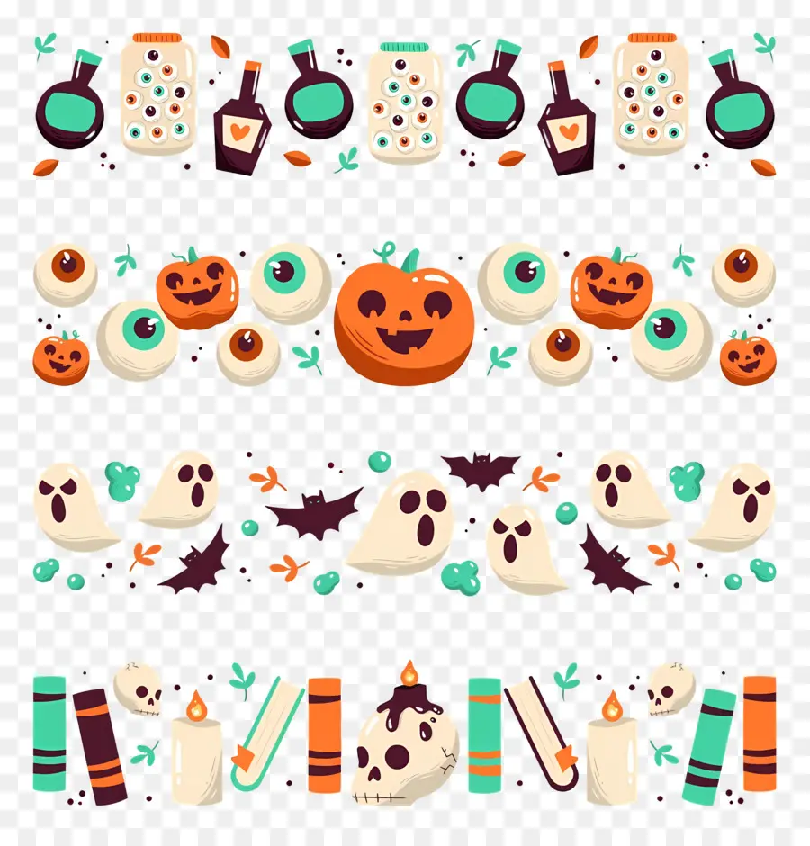 Frontera De Halloween，Decoraciones De Halloween PNG