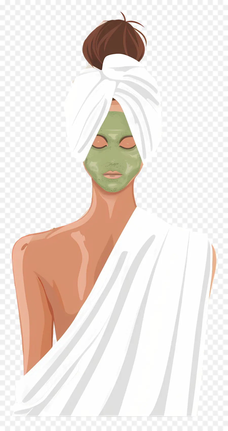 Mascarilla De Spa，Mujer Con Mascarilla Facial Verde PNG