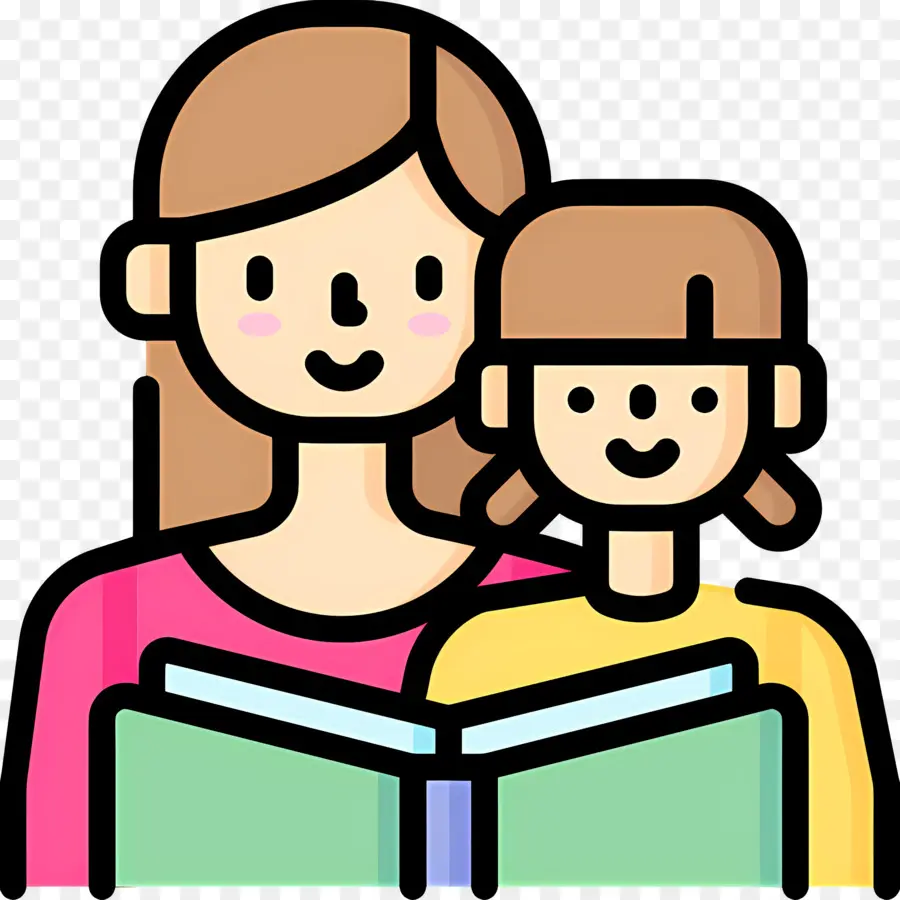 Madre E Hija，Madre E Hijo Leyendo PNG