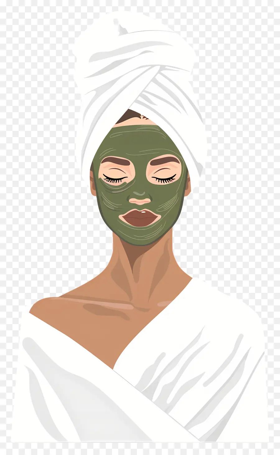 Mascarilla De Spa，Mujer Con Mascarilla Facial Verde PNG