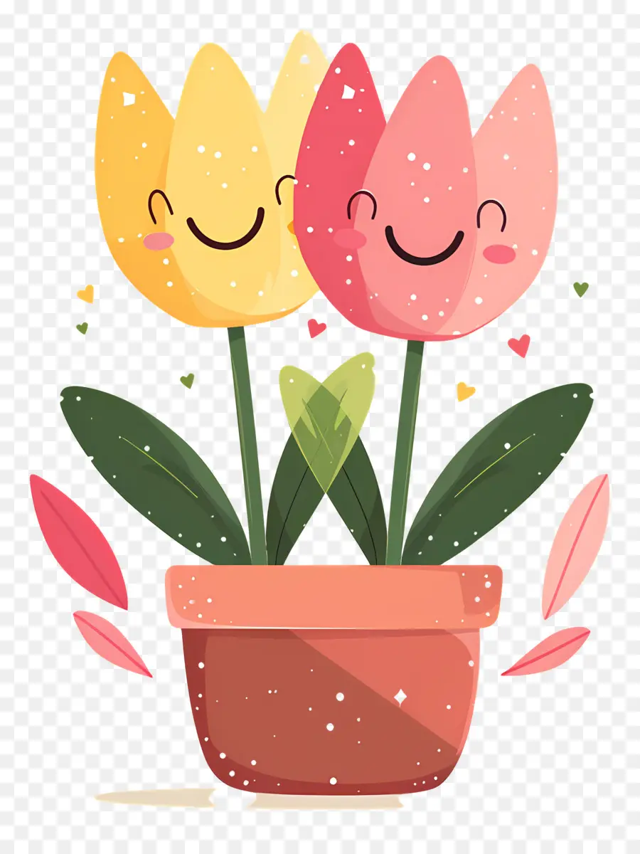 Flor Emoji，Tulipanes Sonrientes PNG