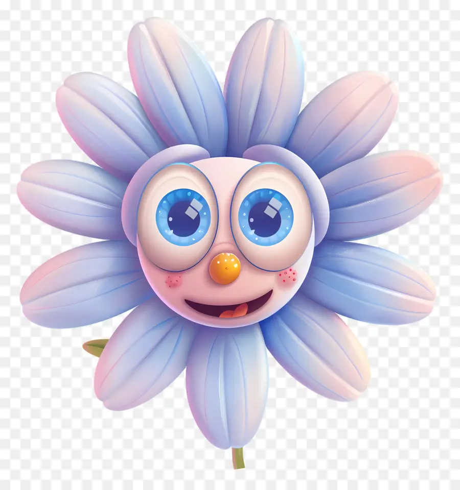 Flor Emoji，Linda Flor Con Ojos Grandes PNG