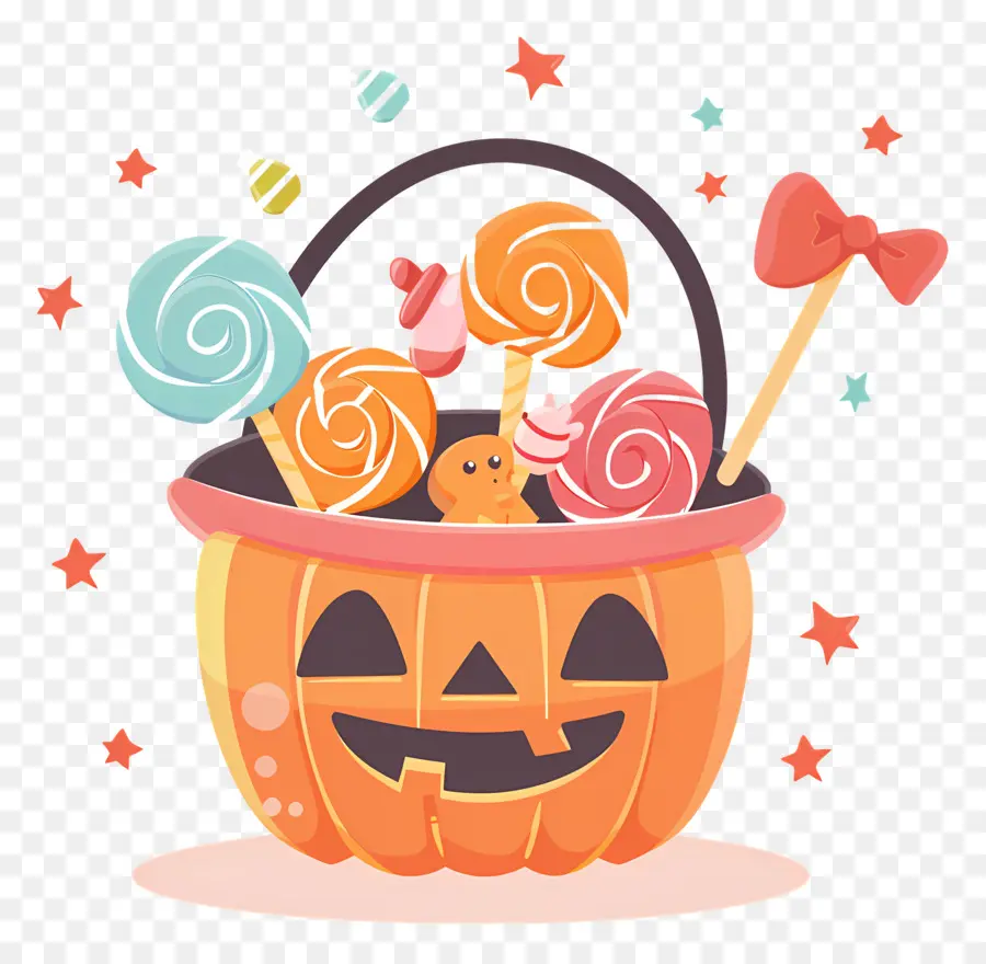 Cubo De Dulces De Halloween，Calabaza Con Dulces PNG