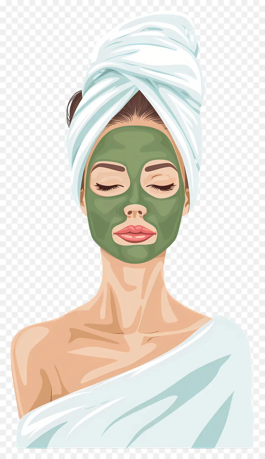 Mascarilla De Spa，Mujer Con Mascarilla Facial Verde PNG