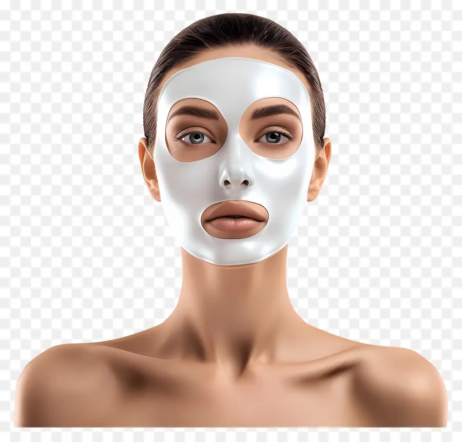 Hermosa Mujer，Mujer Con Mascarilla Facial Blanca PNG