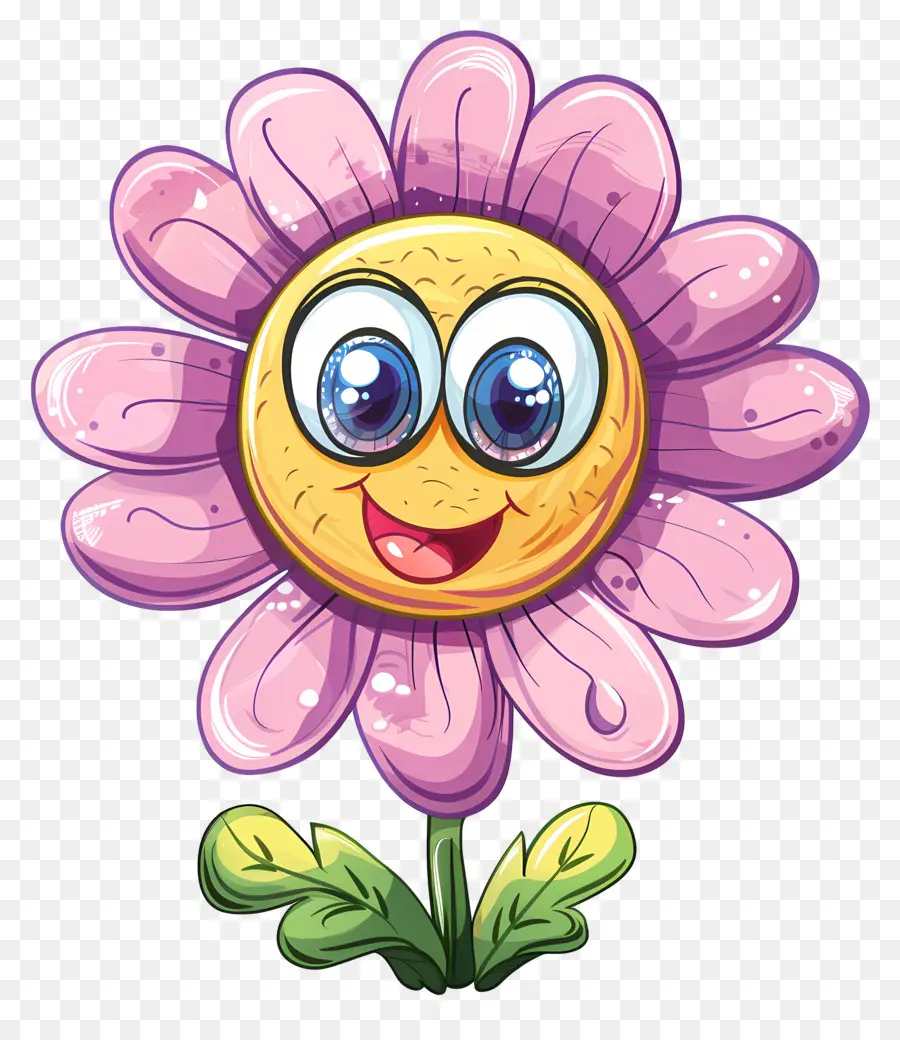 Flor Emoji，Linda Flor Con Ojos Grandes PNG