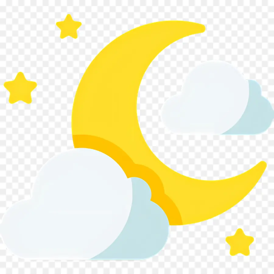 Luna Estrellas，Luna Creciente Y Nube PNG