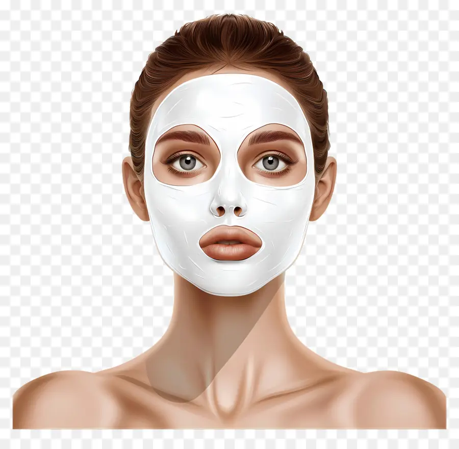 Hermosa Mujer，Mujer Con Mascarilla Facial Blanca PNG