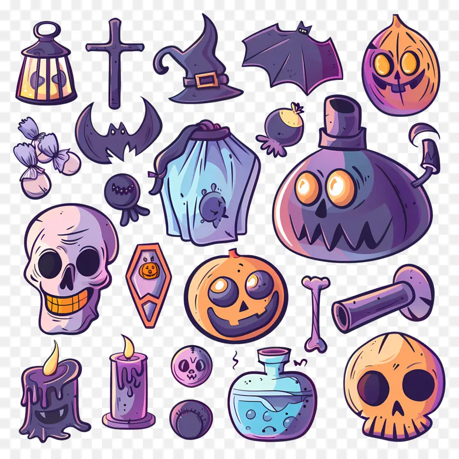 Fondo De Halloween，Iconos De Halloween PNG