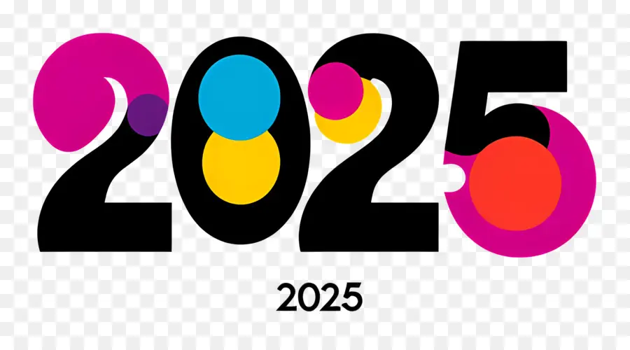 2025 Año，2025 Ondas Coloridas PNG