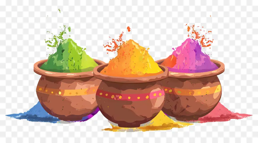 Fondo Holi，Cuencos De Polvo Coloridos PNG