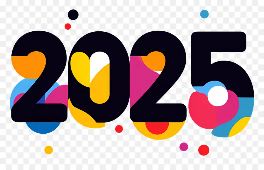 2025 Año，2025 Ondas Coloridas PNG