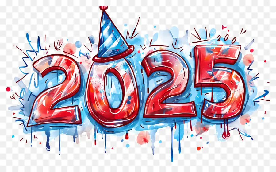 2025 Año，Rojo 2025 PNG