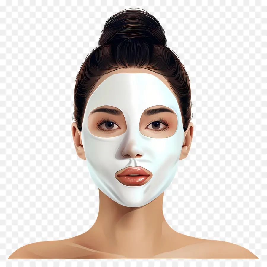 Hermosa Mujer，Mujer Con Mascarilla Facial Blanca PNG